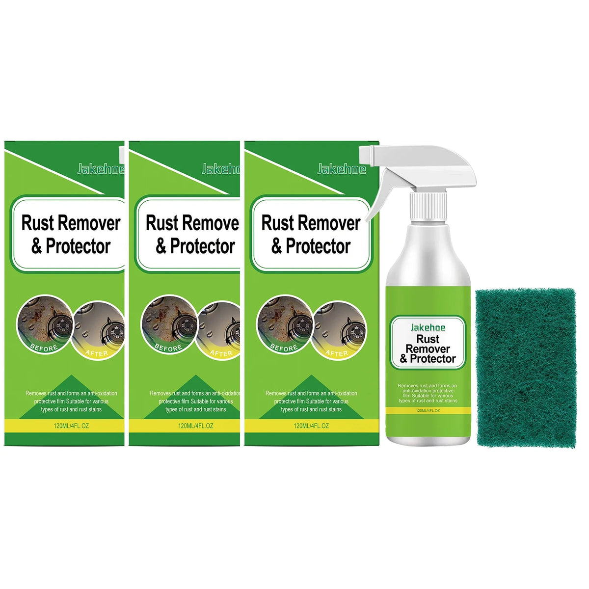 Metal Rust Remover Spray – Fast-Acting Anti-Oxidation Cleaner Rust Remover Spray Qme 3 x 120ml Boxed