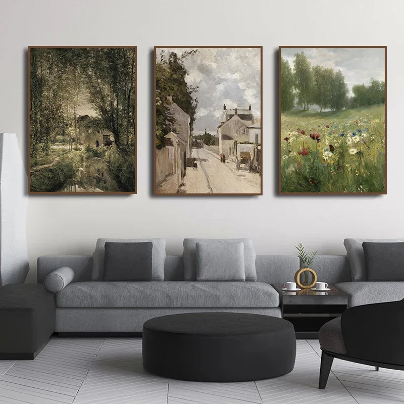 Vintage Wildflower Canvas Wall Art – Rustic Landscape Poster Canvas Wall Art Qst