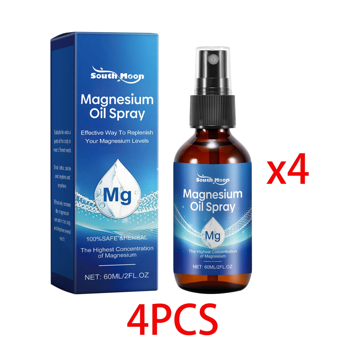 South Moon Magnesium Oil Spray – Tea Tree & Vitamin E 60ml Magnesium Body Spray Qst 4 PCS
