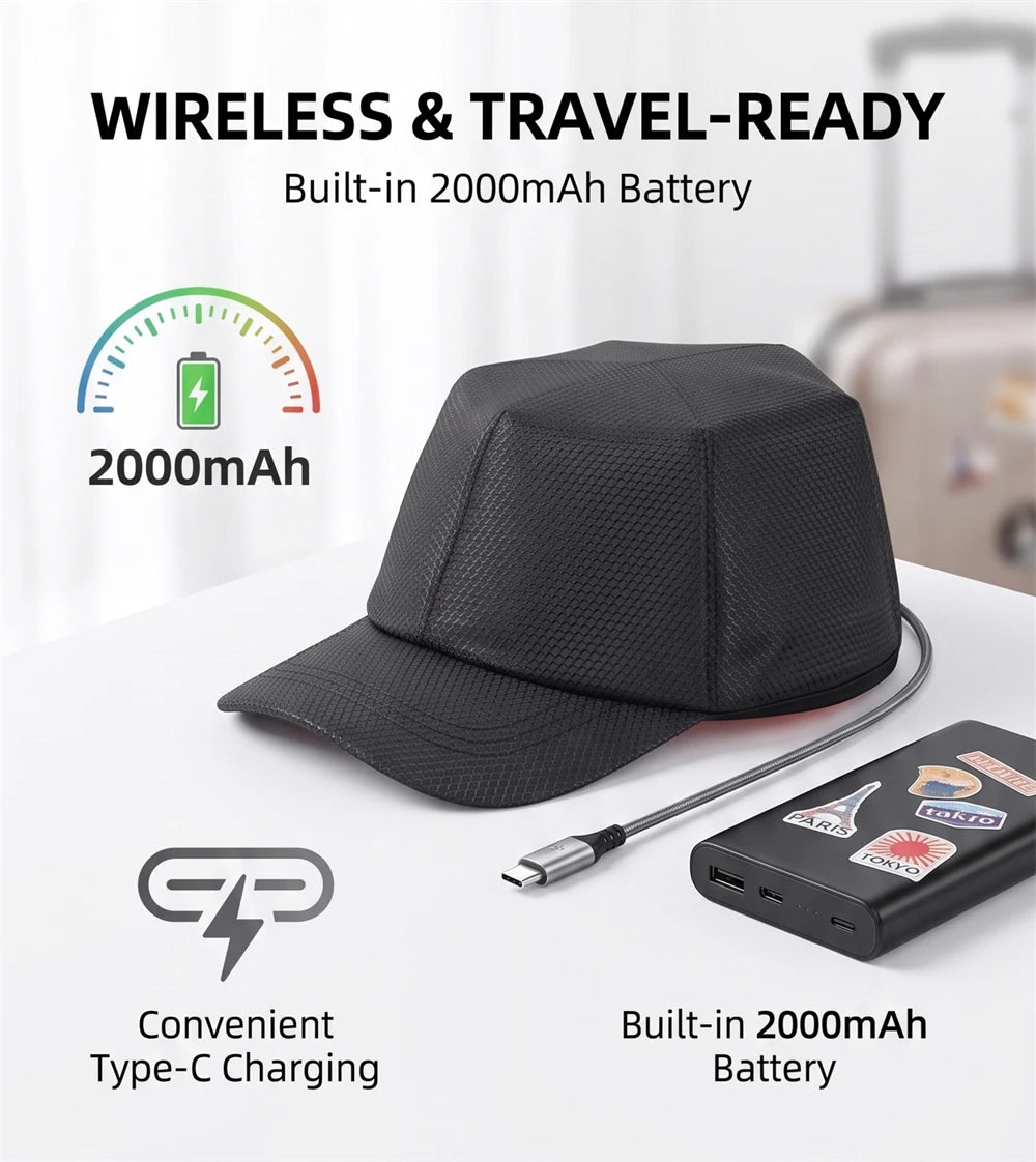 Wireless Red Light Hair Care Cap 100 LEDs 660nm 850nm 3 Modes Red Light Hair Cap Qst