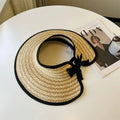Women's Straw Sun Visor Cap – Large Brim Collapsible Summer Hat Straw Sun Visor Hat Qme Beige