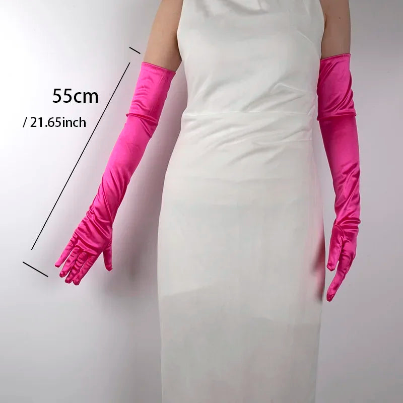 Women's Satin Long Opera Gloves – Stage, Costume & Cosplay Satin Opera Gloves Qme