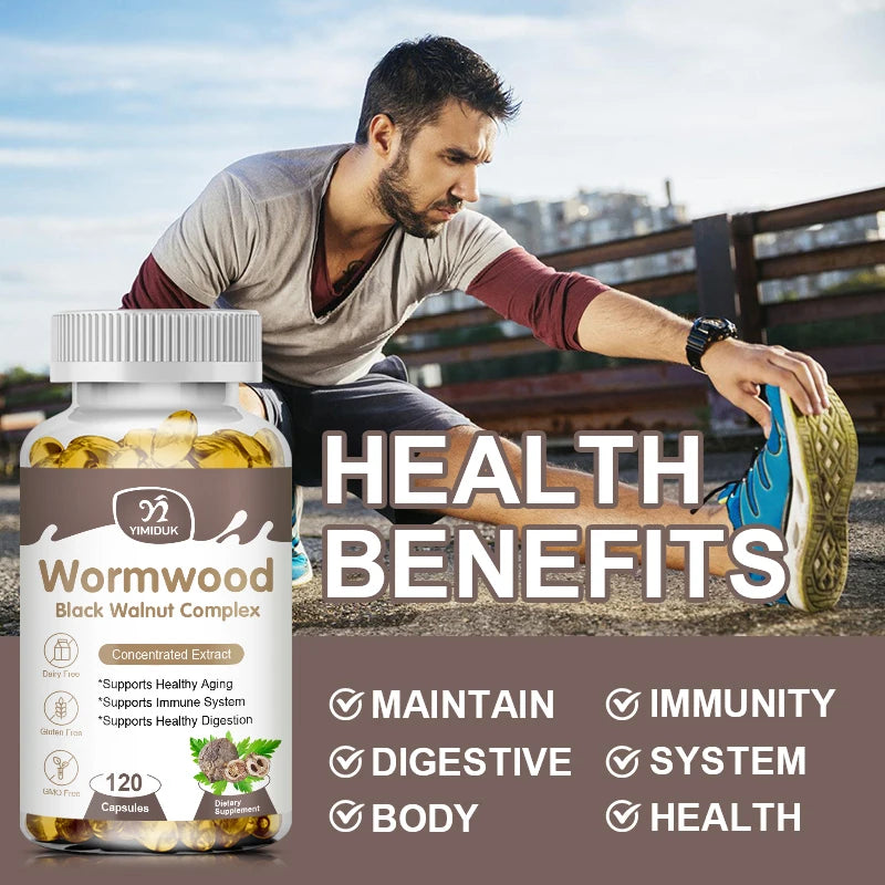 YIMIDUK Wormwood & Black Walnut Capsules 8050mg | Gut Health Herbal Supplement Qst