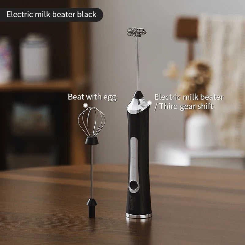 BINCOO Handheld Electric Milk Frother – Latte Foam Maker Milk Frother Qst Black