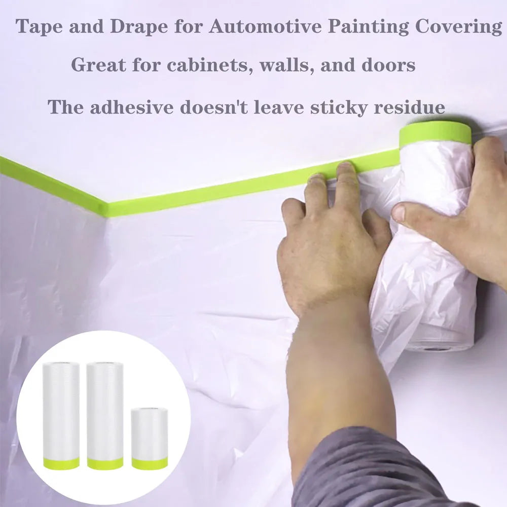 Pre-Taped Masking Film Drop Cloth Plastic Cover Sheets Masking Film Drop Cloth Qme