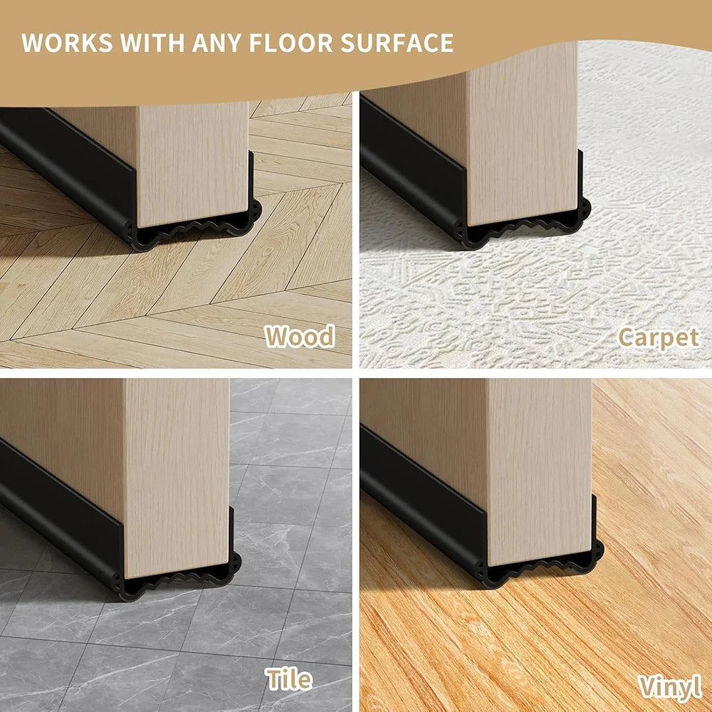 Triple Seal Door Bottom Draft Stopper Weather Strip – 100cm PVC Door Weather Strip Qme