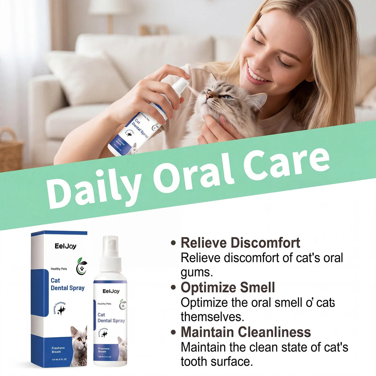 Pet Dental Spray – Plaque & Tartar Control, Fresh Breath | 120ml Pet Dental Spray Qme