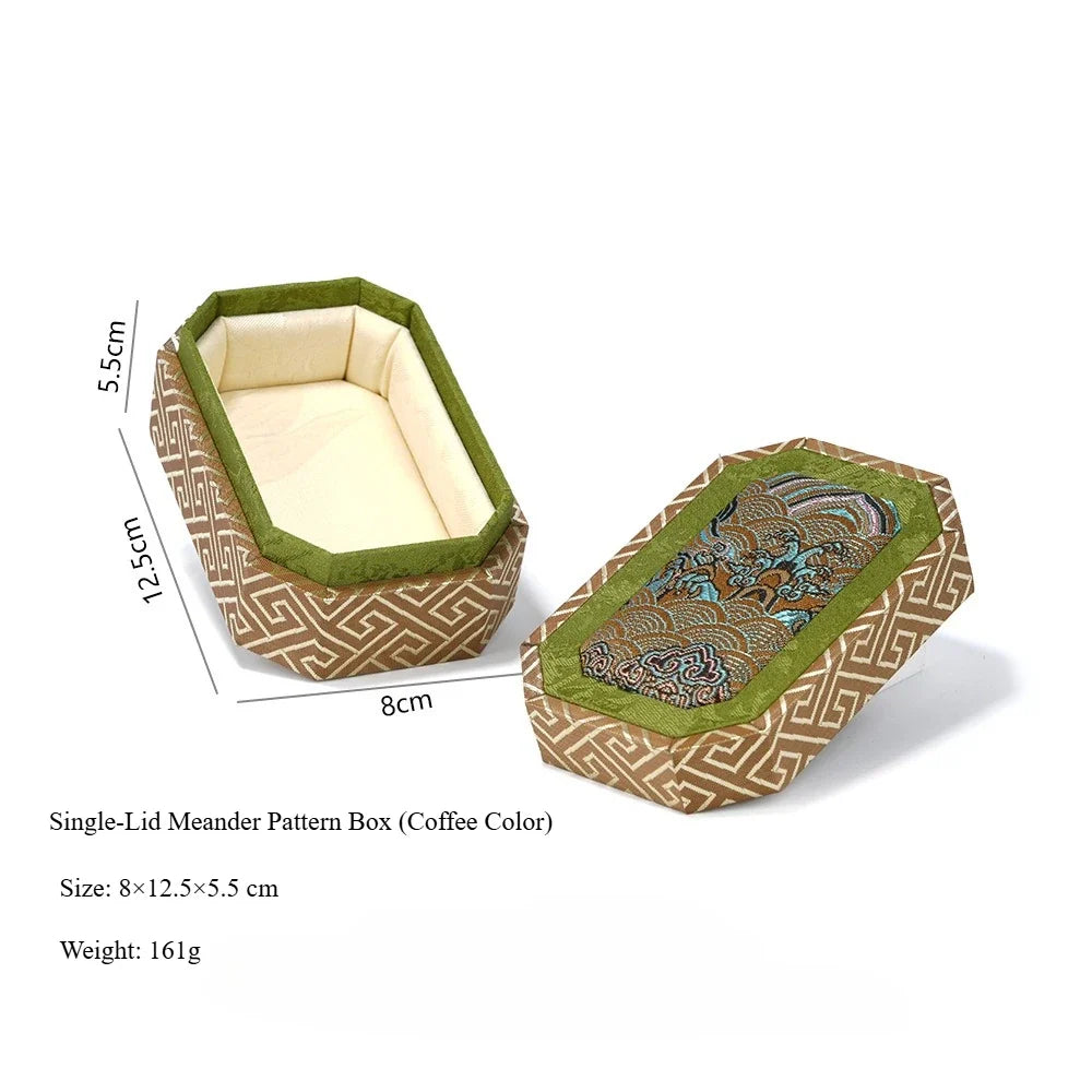 Chinese Brocade Jewelry Box – Wave Pattern Heaven & Earth Lid Brocade Jewelry Box Qme