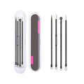 4-Piece Blackhead Remover Tool Set – Curved Tweezers & Needle Blackhead Remover Set Qme B