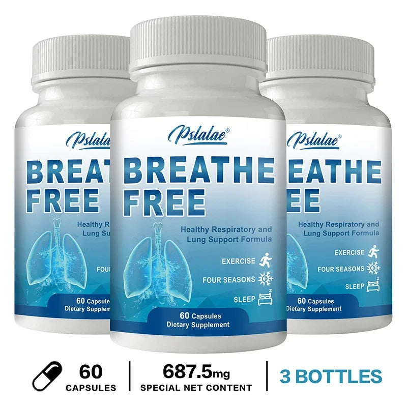 Breathe Free Support – Lung & Respiratory Wellness Capsules Respiratory Supplement Qst 60 Capsule-3bottles