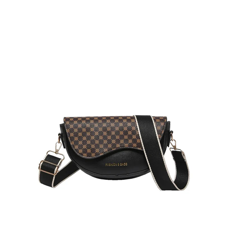 Boho Leopard Print Crossbody Bag – Trendy Wide Strap for Women Crossbody Shoulder Bag Qme