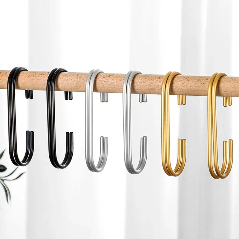 C-Shape Closet Organizer Hooks for Clothes, Bags & Hats | Gold/Silver Closet Organizer Hooks Qme