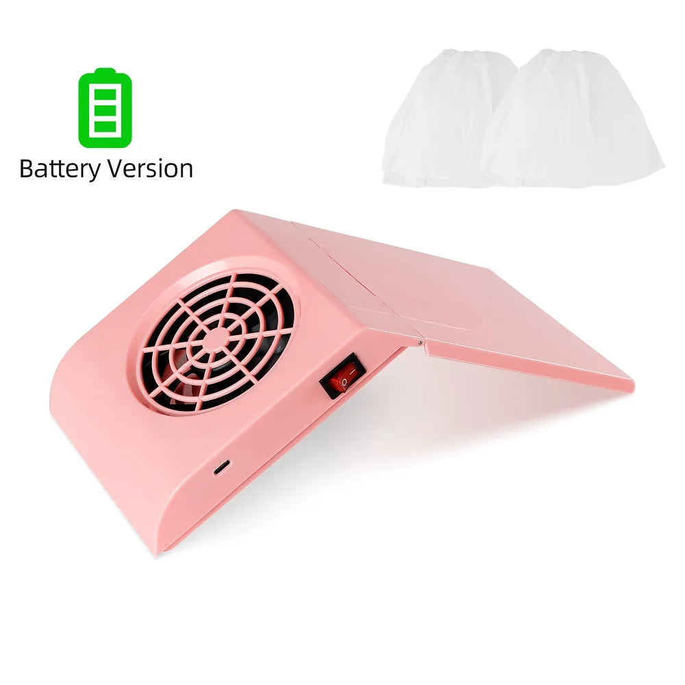 Wireless Foldable Nail Dust Collector – Rechargeable Mini Vacuum Nail Dust Collector Qst Battery-Pink