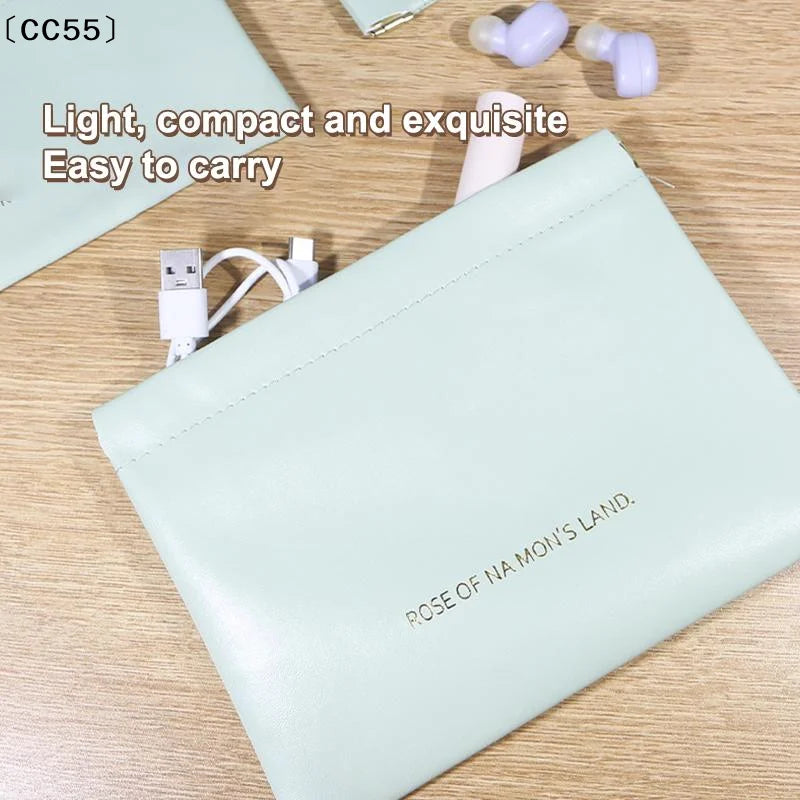 2pcs PU Mini Storage Bags Auto-Closure – Coin & Earbud Pouch Mini Storage Pouch Qst