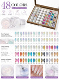 48-Color Aurora Ice-Clear Nail Powder Set with Storage Box Nail Powder Set Qme 1set
