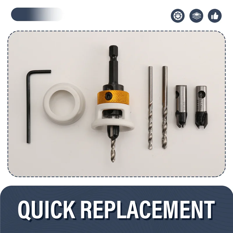 Countersink Drill Bit Set | Adjustable Depth Stop Quick Change Countersink Drill Bit Qme