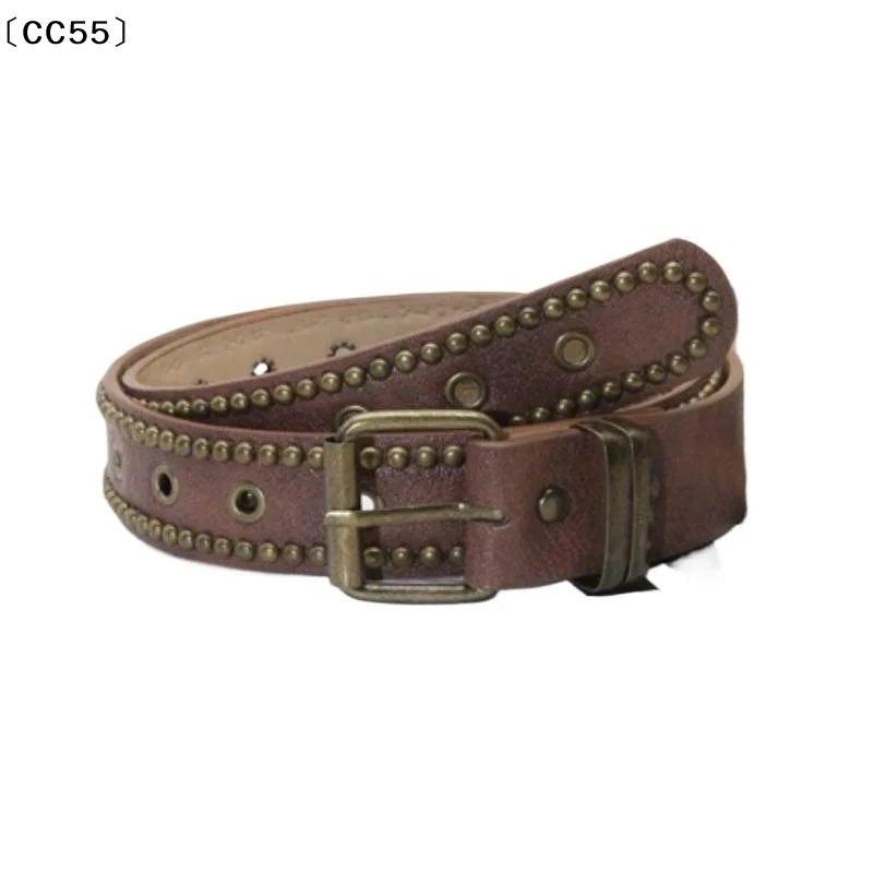 Vintage PU Leather Rivet Stud Belt – Women's Punk Style Women's Fashion Belt Qst