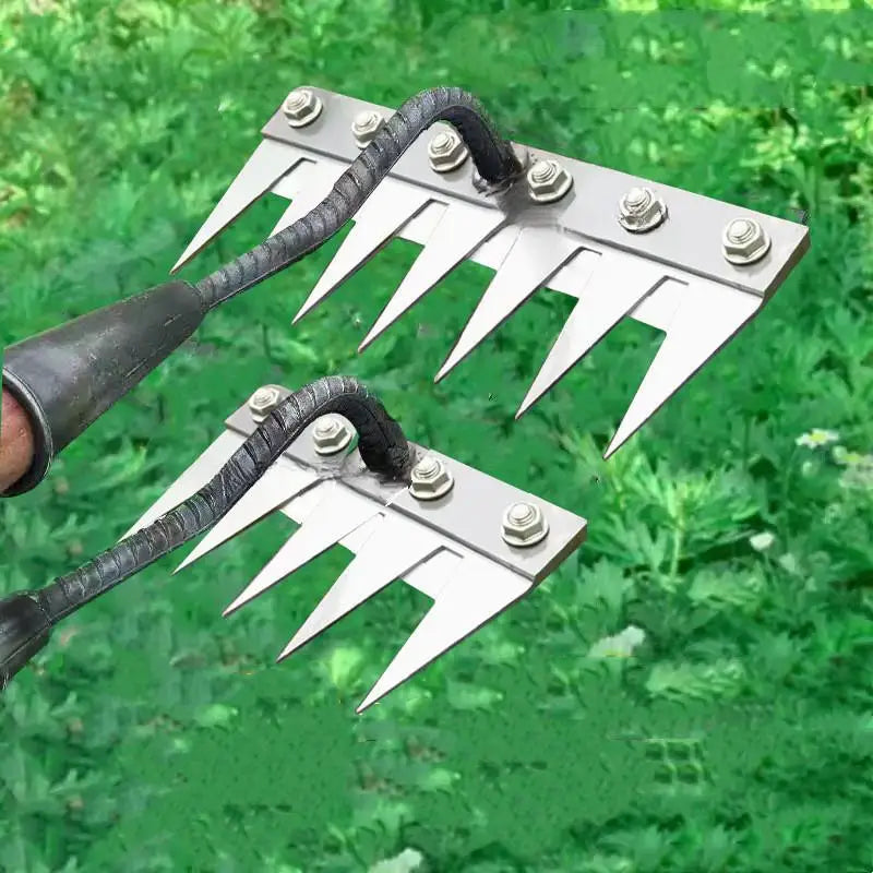 Steel Garden Weeding Rake & Hoe – 5 or 6 Teeth Garden Rake Hoe Qme