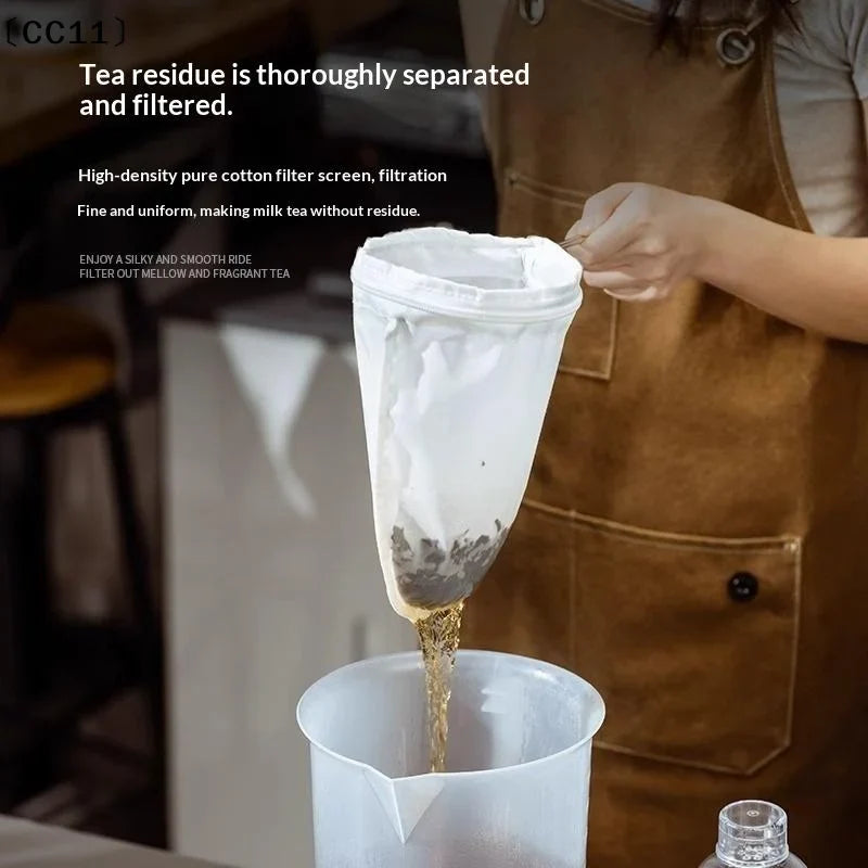 Reusable Cotton Tea Filter with Stainless Steel Handle | S/M/L Tea Filter Strainer Qme