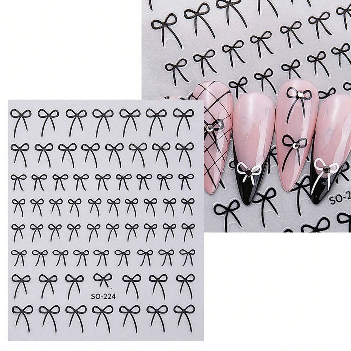 3D Bow Nail Art Stickers – Red Black Pink Bowknot Charms Nail Art Stickers Qme