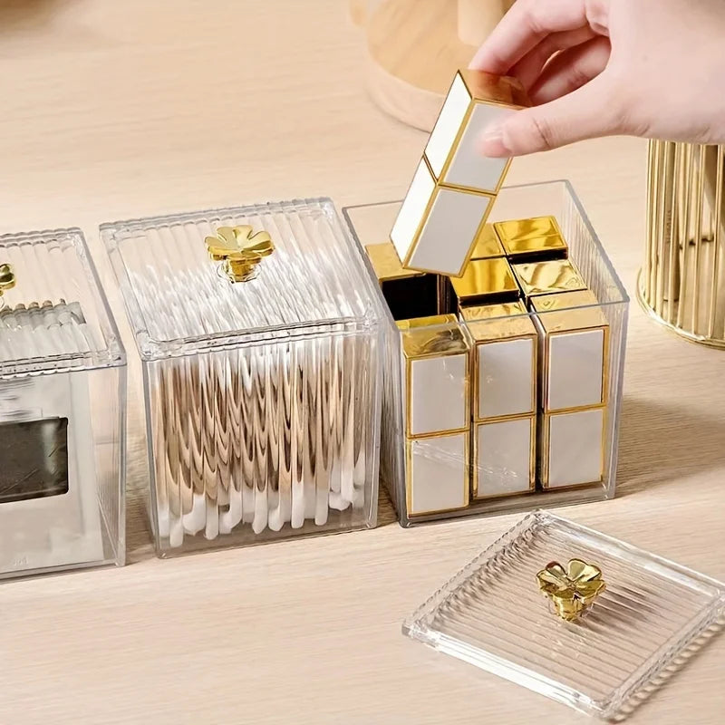 Clear Acrylic Cotton Swab Storage Jar with Lid | Canister Bathroom Storage Jar Qme