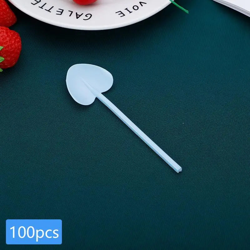 Heart Shape Disposable Dessert Spoons – Colorful Long Handle Disposable Dessert Spoons Qme A5