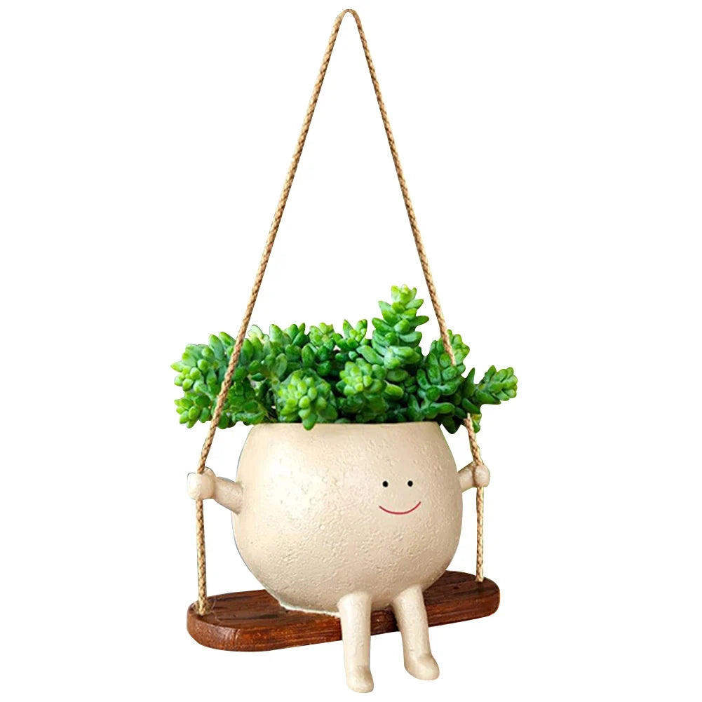 Resin Face Head Wall Planter – Creative Succulent Pot Wall Hanging Planter Qme
