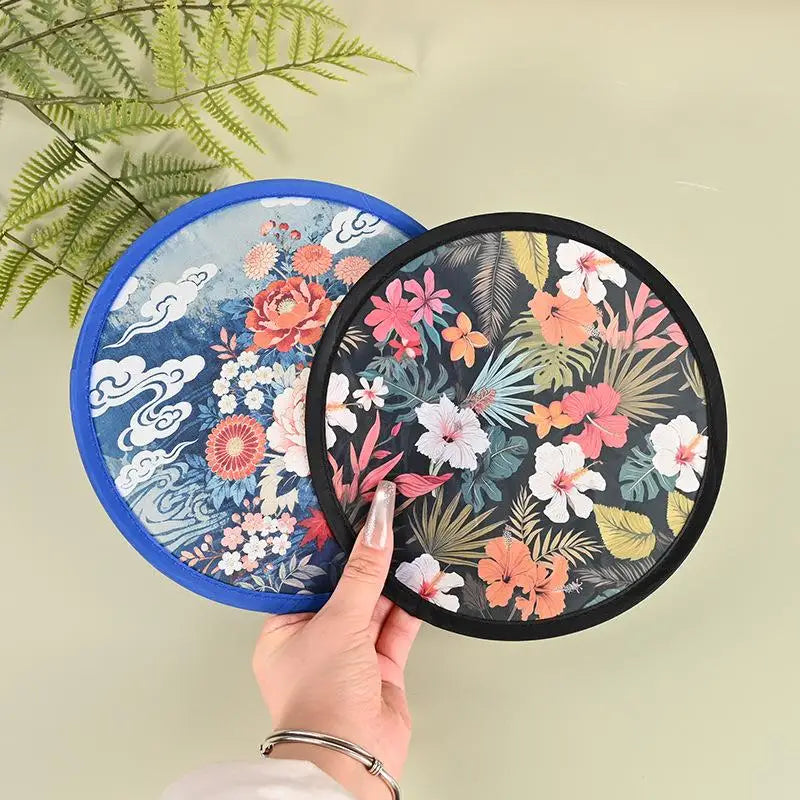 Mini Japanese Folding Fan Flower Pattern – Pocket Collapsible Folding Handheld Fan Qme