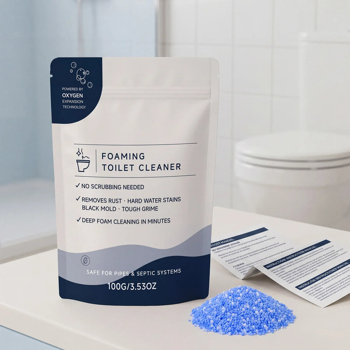 Foaming Toilet Bowl Cleaner – Stain & Odor Eliminator 100g Toilet Bowl Cleaner Qme