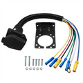 7-Pin Trailer Plug 7-Way RV Connector with Mounting Bracket Trailer Wiring Connector Qst Black NONE