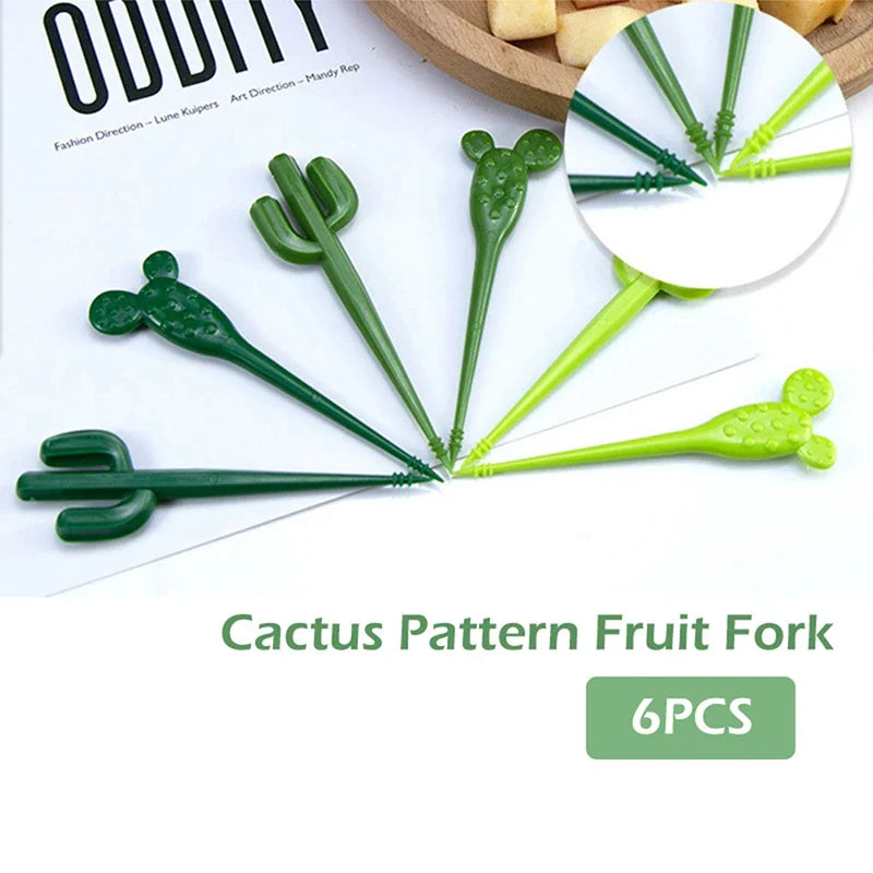 Cute Cactus Mini Fruit Forks | Bento Box Toothpick Set Mini Fruit Forks Qme 6pcs