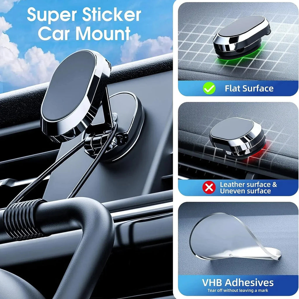 Magnetic Car Phone Holder – Aluminium Smartphone Mount Stand Car Phone Mount Qme