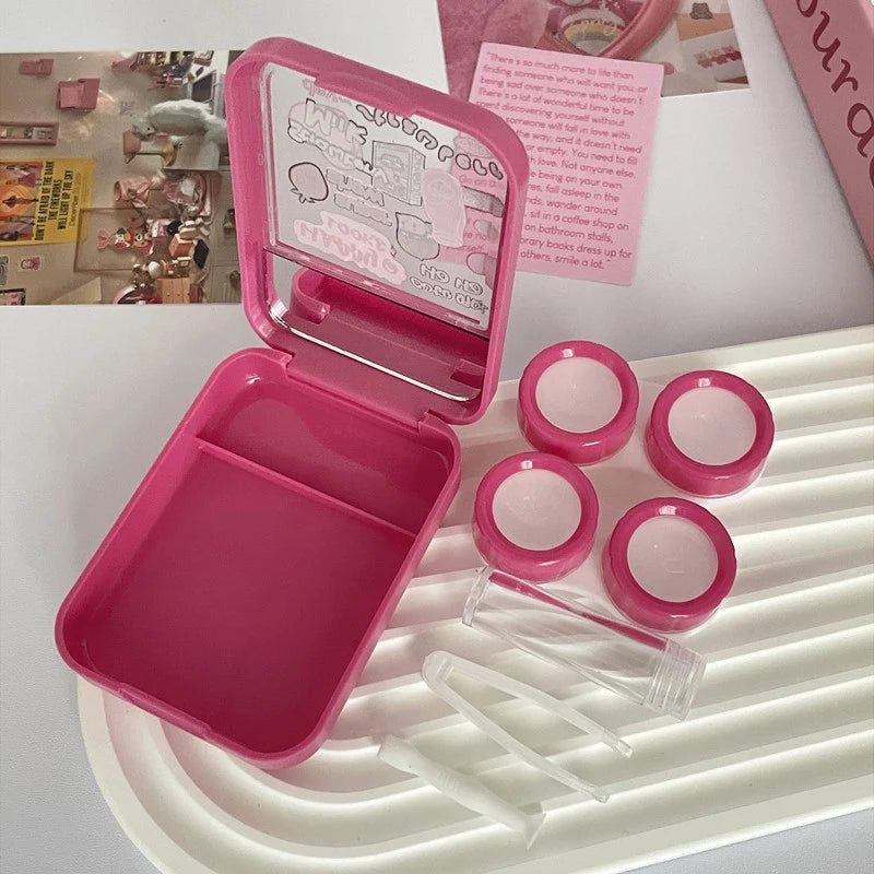 Cute Mini Contact Lens Case Travel Kit – Portable Storage Set Contact Lens Case Qst