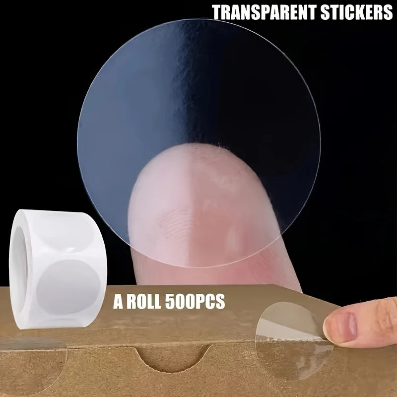 500 Clear Self-Adhesive Stickers 2.5cm | DIY Packaging Packaging Stickers Qme