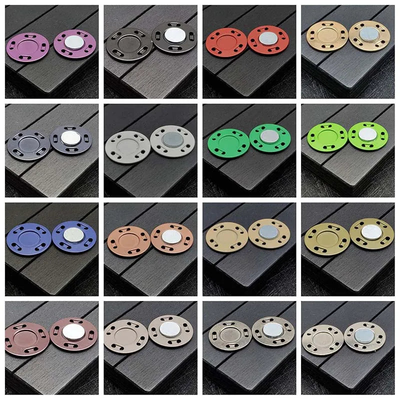 Metal Magnetic Snap Buttons – 5 Pairs, 20 Colors, 3 Sizes Magnetic Snap Buttons Qme