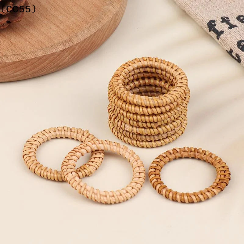 12pcs Bohemian Rattan Napkin Rings – Rustic Woven Holders Napkin Rings Qst