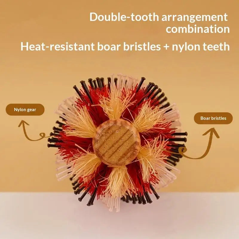 Round Boar Bristle Hair Brush – Detangling Styling Comb Round Hair Brush Qme