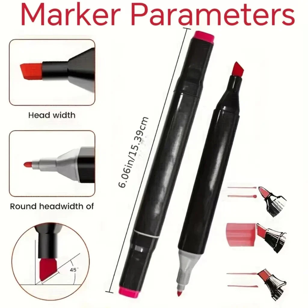 Alcohol-Based Dual Tip Art Markers – 12 Pcs Sketching Set Art Marker Set Qme