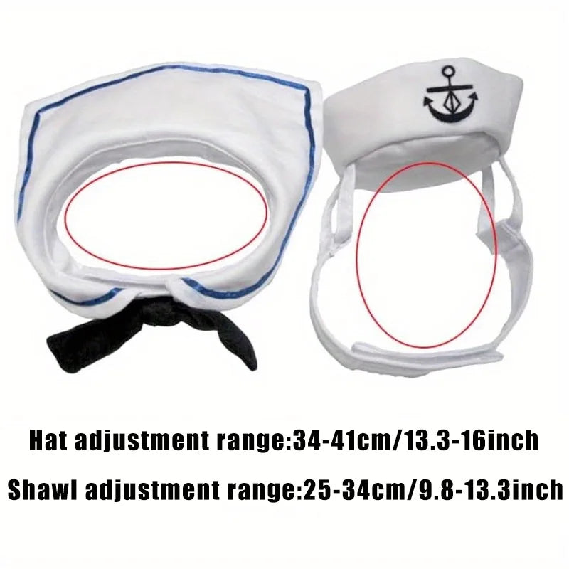 Pet Halloween Sailor Costume Set – Cute Hat & Tie Pet Costume Set Qme