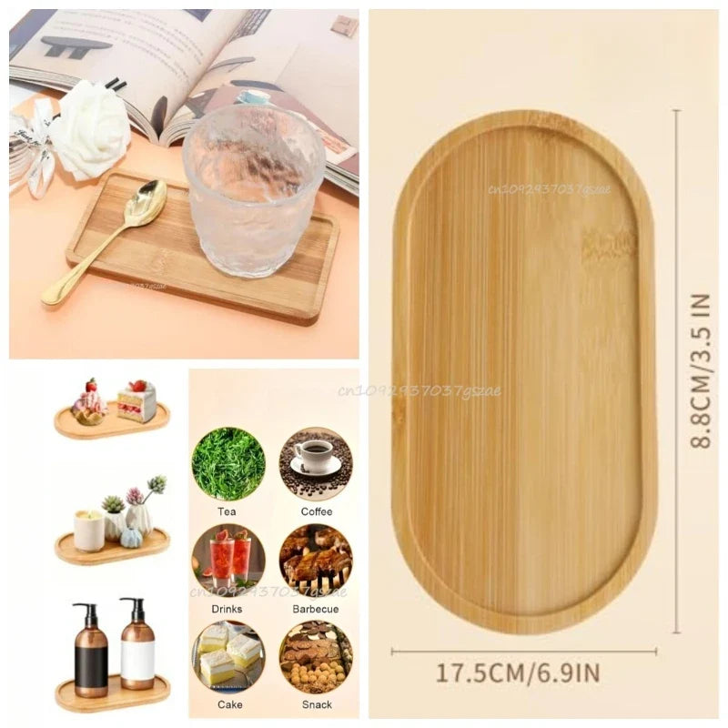 Eco-Friendly Bamboo Oval Tray Set | Non-Slip Wood Serving Trays Bamboo Serving Tray Set Qme