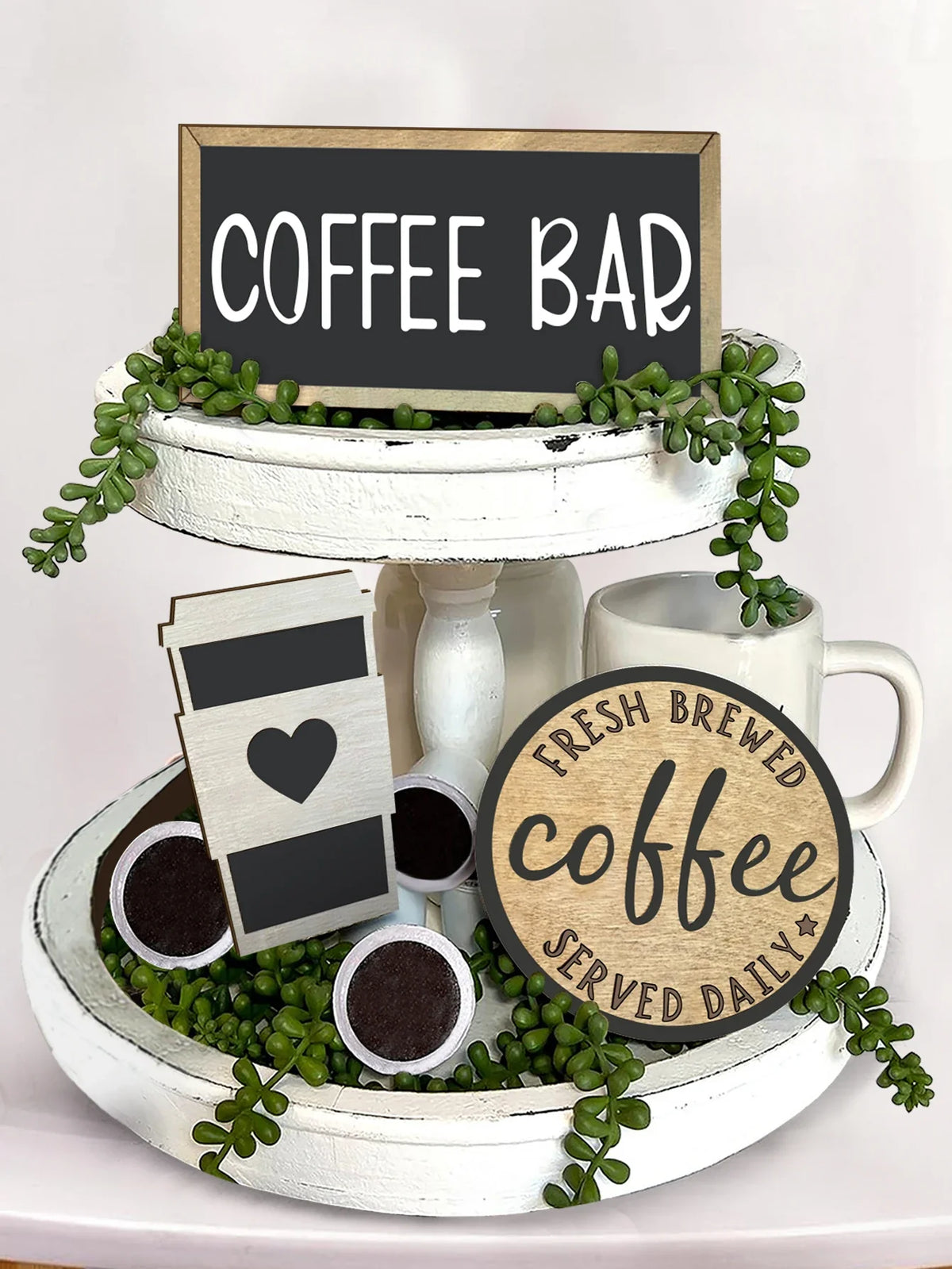 Elegant Wooden Coffee Tray | Stylish Layered Construction Wooden Serving Tray Qme