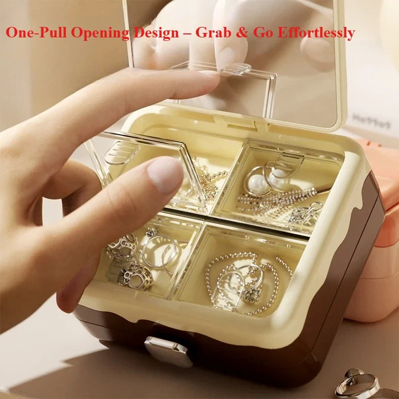 Portable Mini Jewelry Organizer Box – Earrings, Rings & Necklaces Jewelry Storage Box Qme