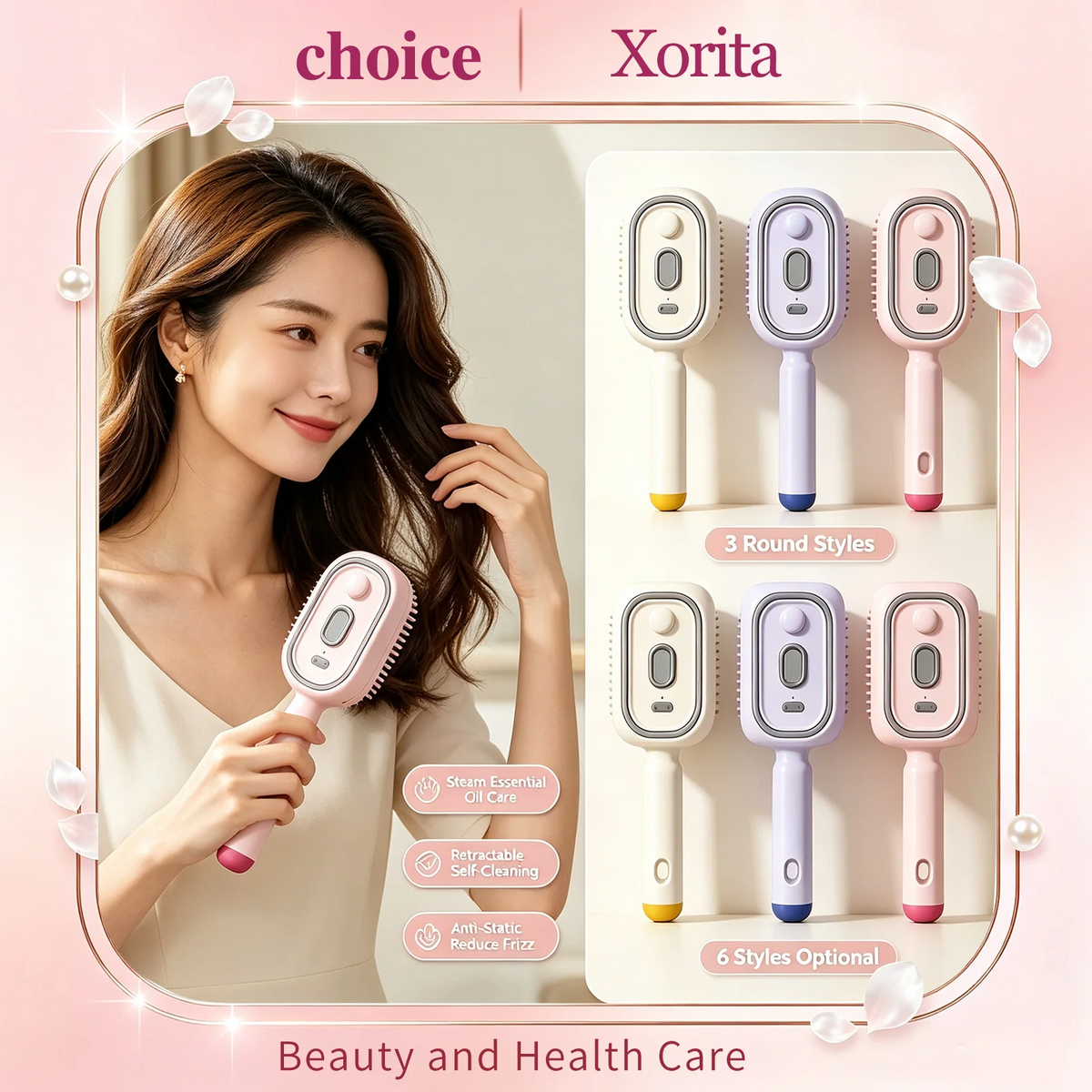 Xorita 3-in-1 Electric Mist Spray Scalp Massage Steam Hair Brush Electric Hair Brush Qst