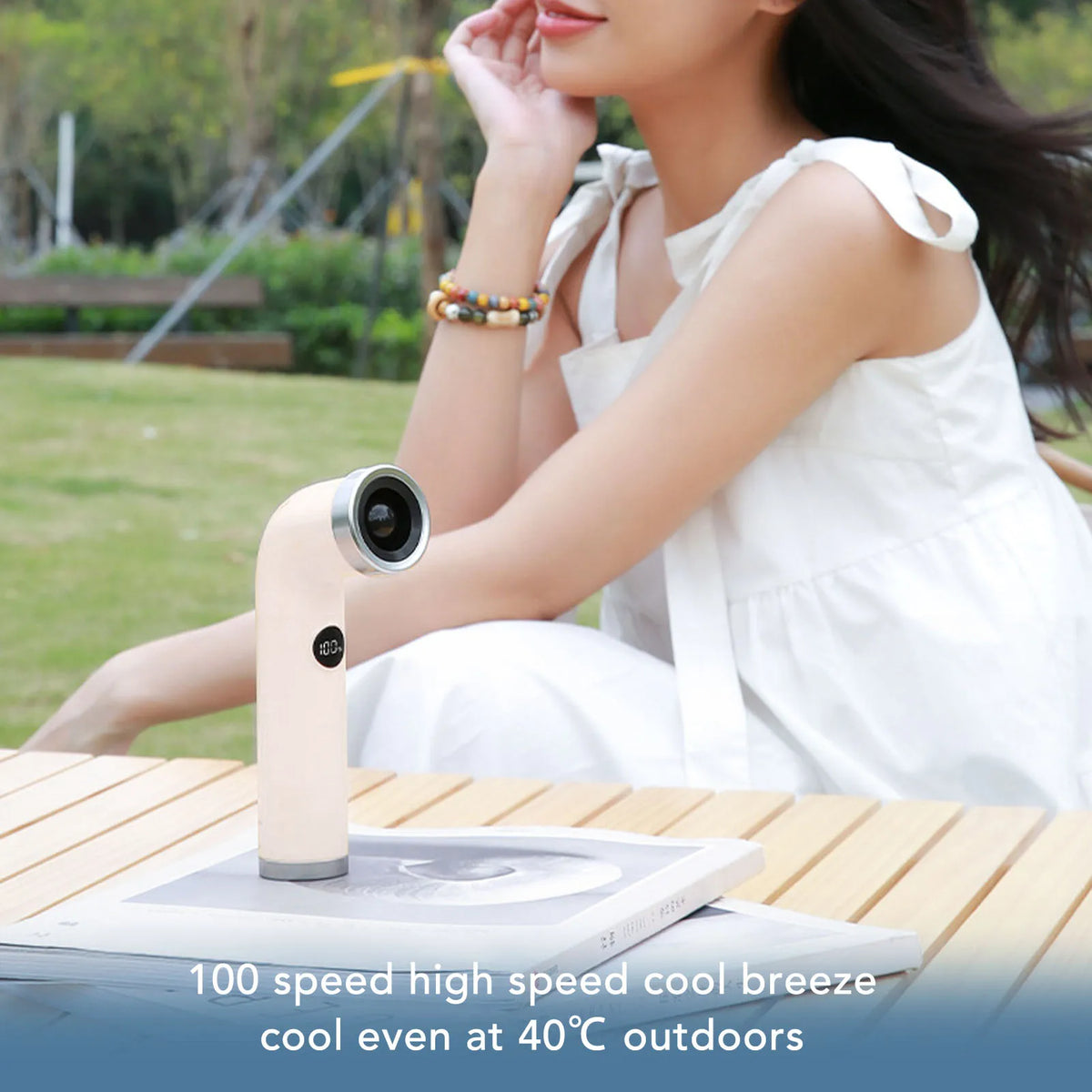 Bladeless Handheld Fan – Smart Push Button & Digital Display Handheld Bladeless Fan Qme