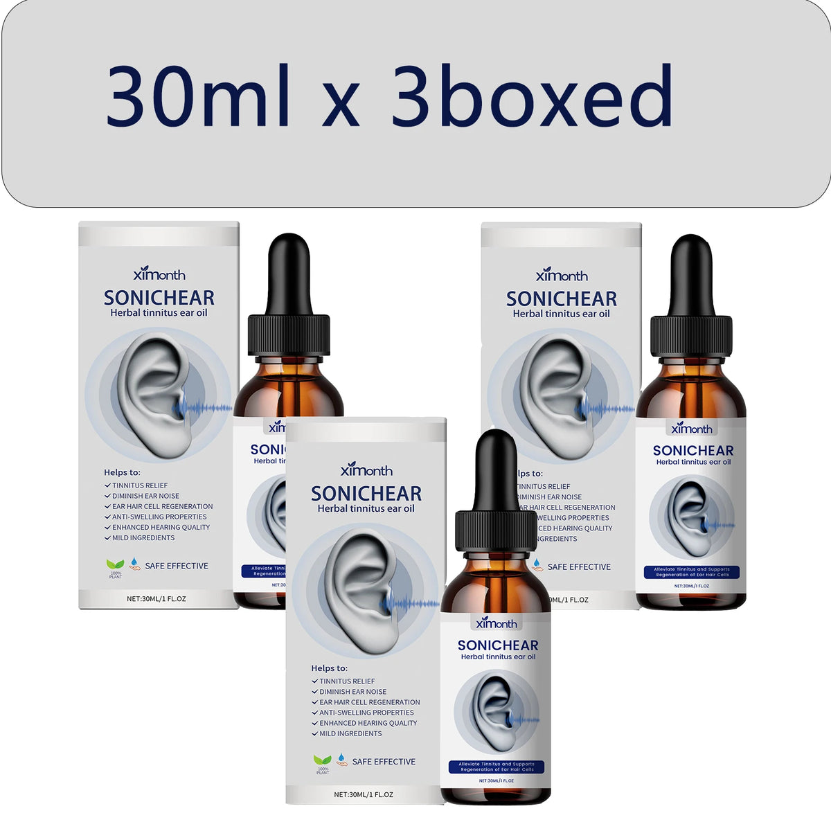 Ximonth Ear Care Comfort Drops – Ear Health Support 30ml Ear Care Drops Qst 30ml x 3boxed