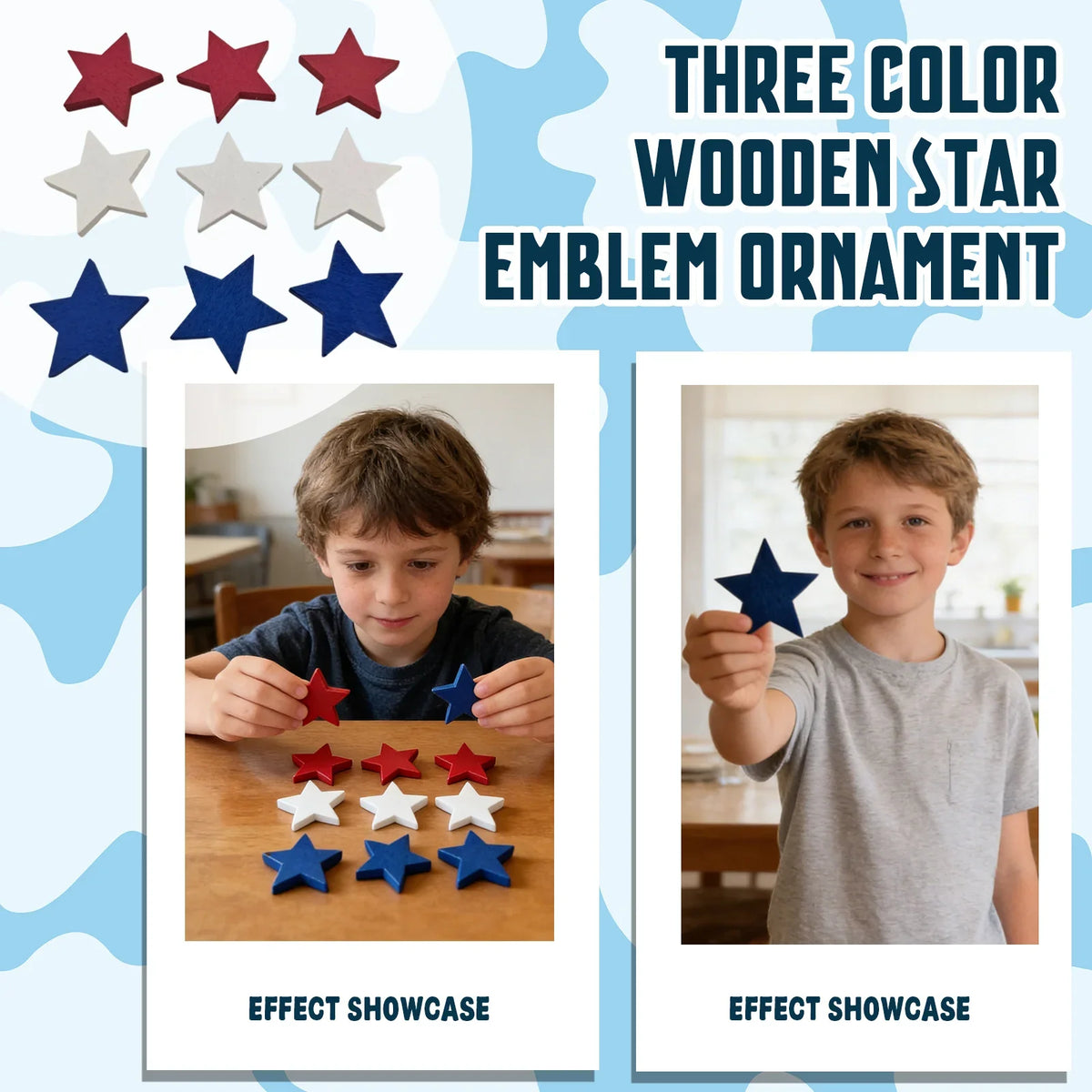 Wooden Multi-Size Star Decorations – 4th of July Patriotic Décor Holiday Star Decorations Qme