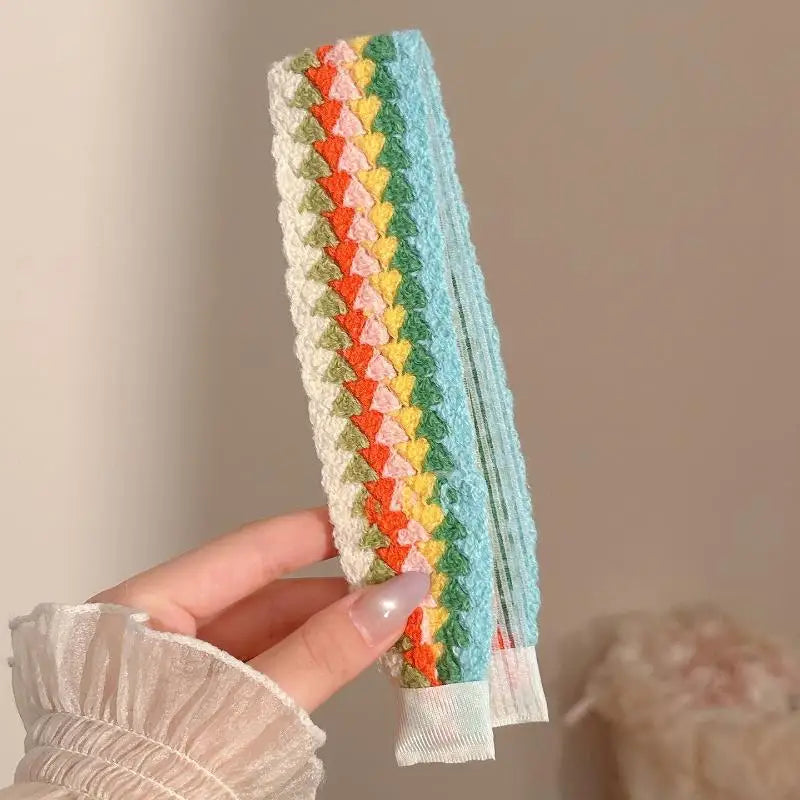 Knitted Flower Print Headband for Women – Colorful Hair Band Knitted Hair Headband Qst A4