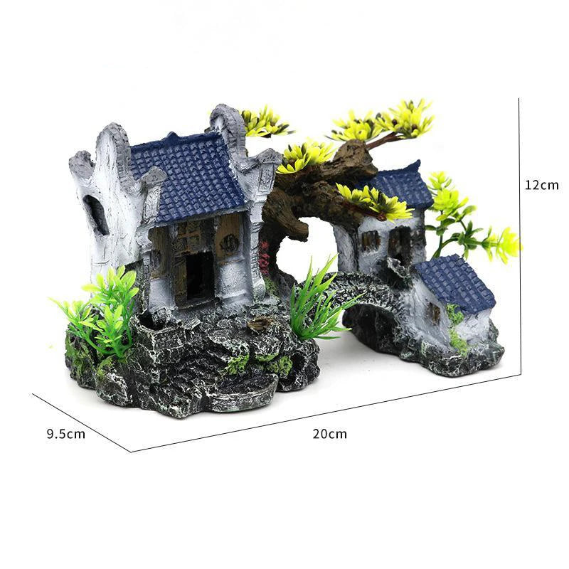 Resin House Aquarium Ornament – Fish Tank Landscape Decor Aquarium Ornament Qst