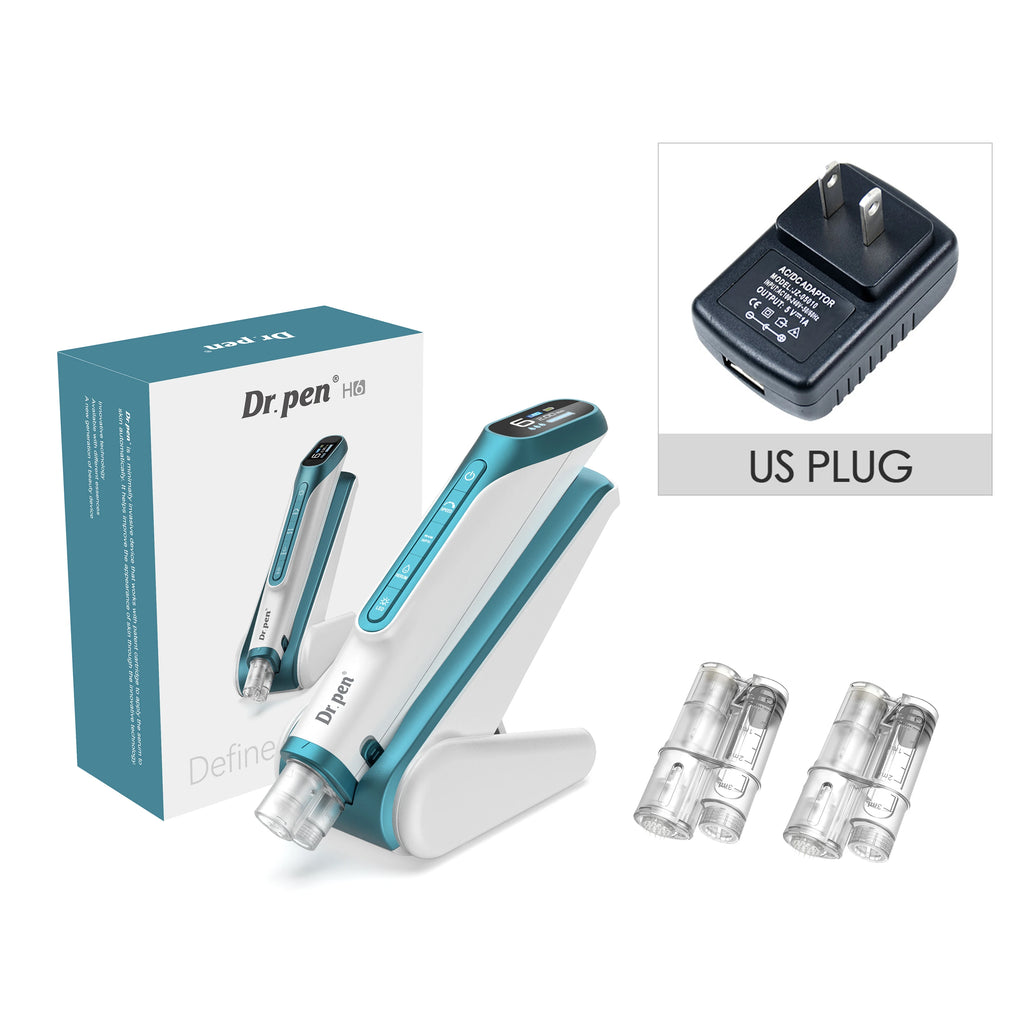 Dr. Pen H6 Hydra Microneedling Pen – Auto Infusion & LED Microneedling Pen Qst Blue pen US plug