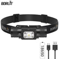 BORUiT HP350 800LM LED Headlamp – Type-C Rechargeable, IP65 LED Headlamp Qst With battery